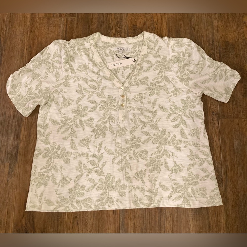 NWT - Chico's Women’s Aria Dot Henley Tee